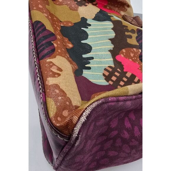 Fossil Printed Canvas & Leather Satchel With Keychain - Picture 4 of 10